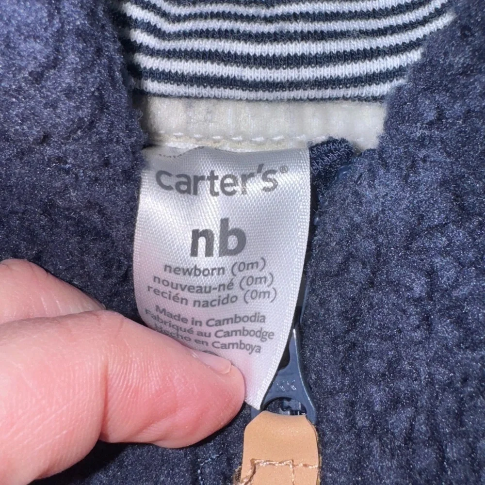 Carter's Navy Blue Fleece Footie with Ears